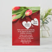 Tulpen en harten bruiloft uitnodiging (Staand voorkant)