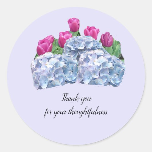 Tulpen en Hydrangea Bedankt Sticker (Voorkant)