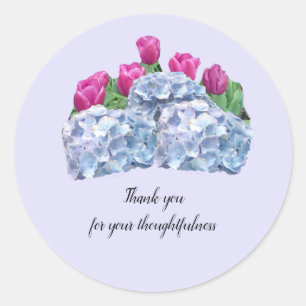 Tulpen en hydrangeas Dank u Sticker