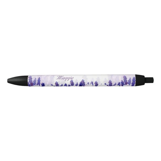 Tulpen en lavendel, Floral Zwarte Inkt Pen (Voorkant)