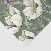 Tulpen en lavendel op groen tissuepapier (Detail)