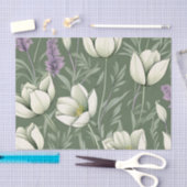Tulpen en lavendel op groen tissuepapier (Craft)