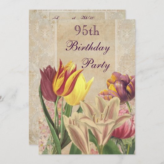  tulpen en lelies 95e verjaardag kaart (Voorkant / Achterkant)