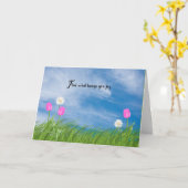 Tulpen en madeliefjes in gras kaart (Gele Bloem)