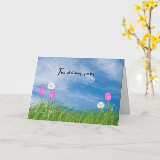 Tulpen en madeliefjes in gras kaart (Gele Bloem)