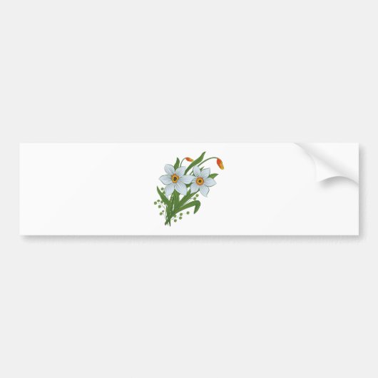 Tulpen en narcissen bloemen bumpersticker (Voorkant)