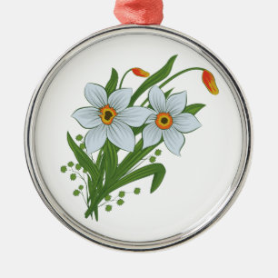 Tulpen en narcissen bloemen metalen ornament