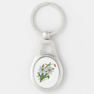 Tulpen en narcissen bloemen sleutelhanger