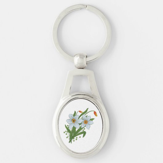 Tulpen en narcissen bloemen sleutelhanger (Voorkant)