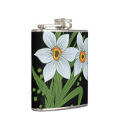 Tulpen en narcissen Bloemen Zwarde Achtergrond Heupfles (Rechts)