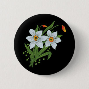 Tulpen en narcissen Bloemen Zwarde Achtergrond Ronde Button 5,7 Cm