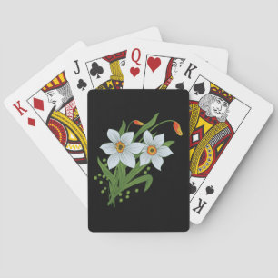 Tulpen en narcissen Bloemen Zwarde Achtergrond Speelkaarten