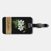 Tulpen en Narcissen Gouden Gepersonaliseerde Naam Bagagelabel (Achterkant horizontaal)
