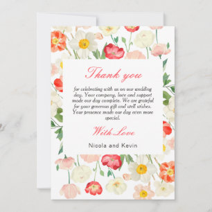 Tulpen en narcissen lente bruiloft bedankkaart
