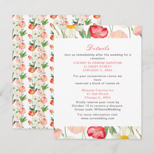 Tulpen en narcissen lente bruiloft informatiekaartje (Voorkant / Achterkant)