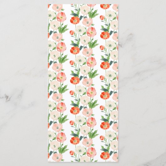 Tulpen en narcissen lente bruiloft menu (Achterkant)