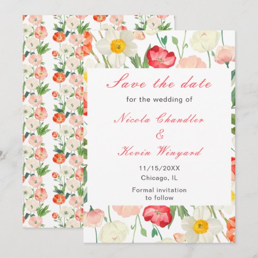 Tulpen en narcissen lente Save The Date (Voorkant / Achterkant)