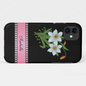 Tulpen en narcissen Roze gepersonaliseerde naam Case-Mate iPhone Case (Achterkant (horizontaal))