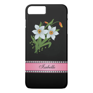 Tulpen en narcissen Roze gepersonaliseerde naam iPhone 8/7 Plus Hoesje