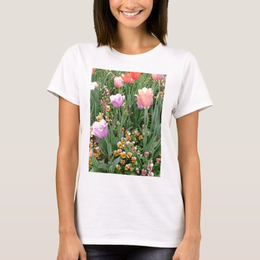 Tulpen en pansies t-shirt (Voorkant)