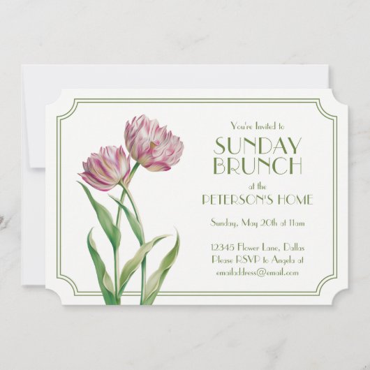 Tulpen en poka Dots Sunday Brunch Kaart (Voorkant)