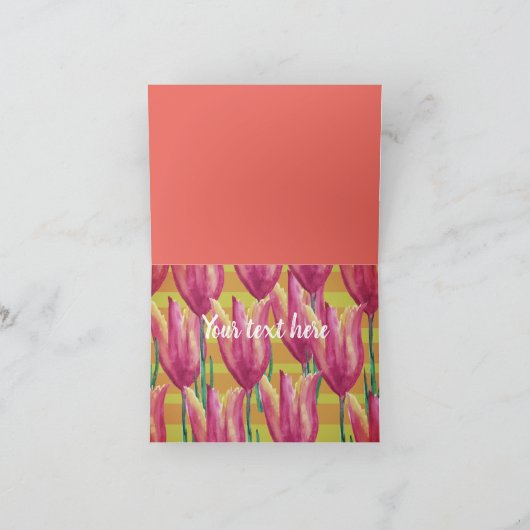 Tulpen en strepen Dank je kaart (Binnen)