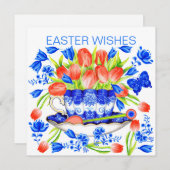 Tulpen en Theekopje Lente kaart (Voorkant / Achterkant)