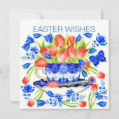 Tulpen en Theekopje Lente kaart (Voorkant)