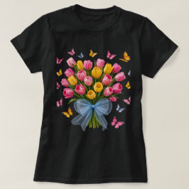 Tulpen- en vlinder T-shirt