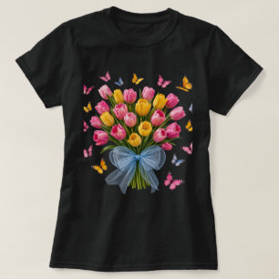 Tulpen- en vlinder T-shirt