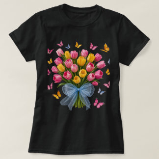Tulpen- en vlinder T-shirt