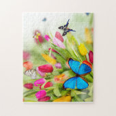 Tulpen en vlinderpuzzel legpuzzel (Verticaal)