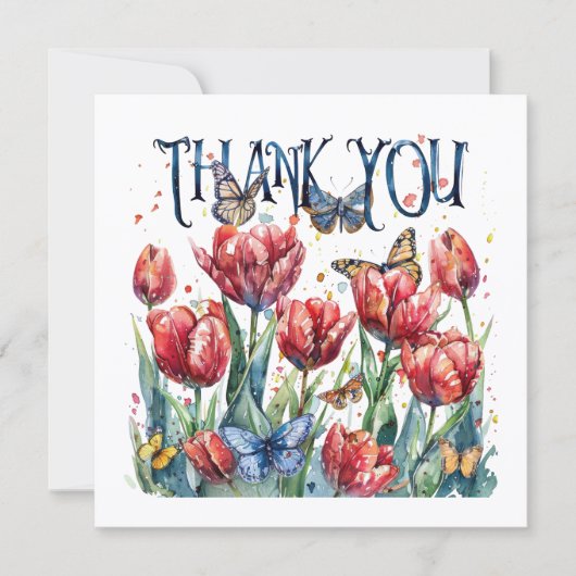 Tulpen en vlinders Bedankkaart (Voorkant)