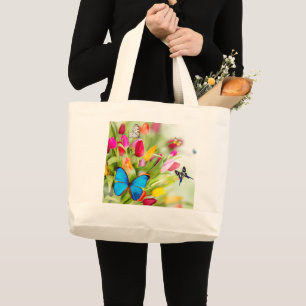 Tulpen en vlinders canvas tas