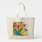 Tulpen en vlinders canvas tas (Achterkant)