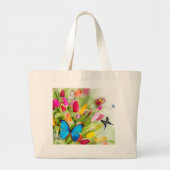 Tulpen en vlinders canvas tas (Voorkant)