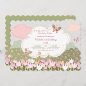 Tulpen en Vlinders Uitnodigingen (Voorkant / Achterkant)