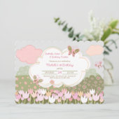 Tulpen en Vlinders Uitnodigingen (Staand voorkant)