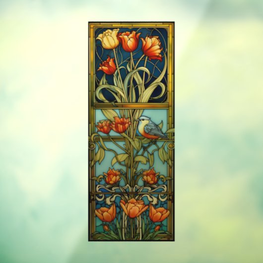 Tulpen en vogels Sun Catcher Window Cling Raamsticker (Vel 3)