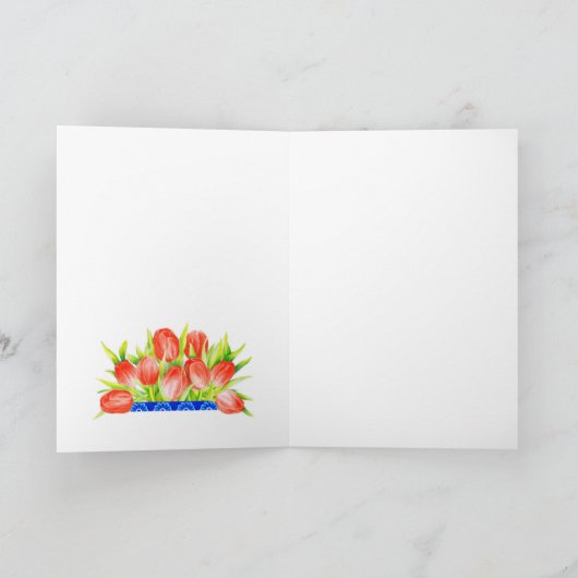 Tulpen en Wenskaart voor theekoppen Kaart (Binnen)