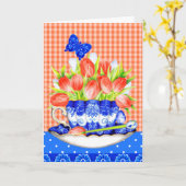 Tulpen en Wenskaart voor theekoppen Kaart (Gele Bloem)