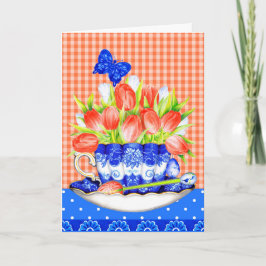 Tulpen en Wenskaart voor theekoppen Kaart