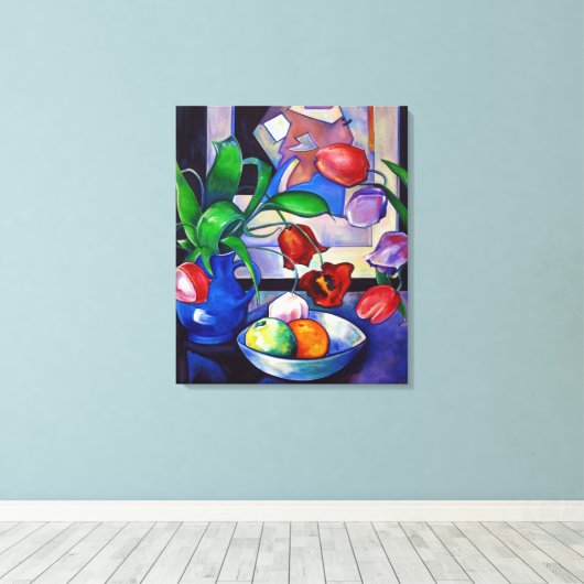Tulpen & Fruit - Canvas Print (Insitu (Houten vloer))