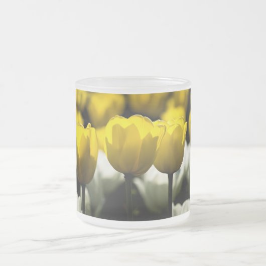 Tulpen geel en wit matglas koffiemok (Center)