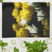 Tulpen geel en wit theedoek (Gevouwen)