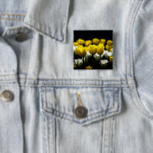 Tulpen geel en wit vierkante button 5,1 cm (In situ)