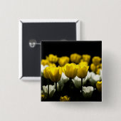 Tulpen geel en wit vierkante button 5,1 cm (Voorkant /achterkant)