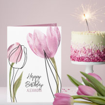 Tulpen Gelukkige Verjaardag aangepaste tekst elke