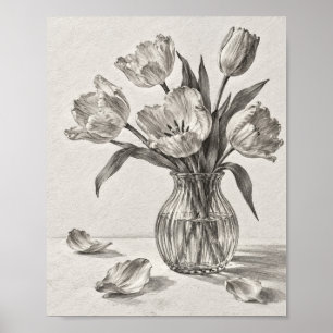 Tulpen Geribbelde Glazen Vaas 26 Poster