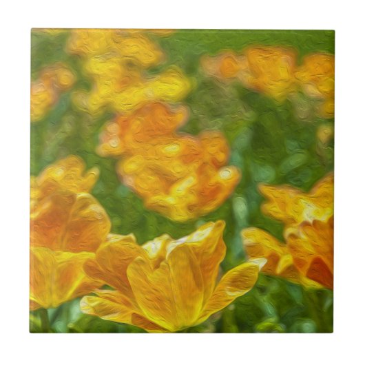 Tulpen, geverfd tegeltje (Voorkant)